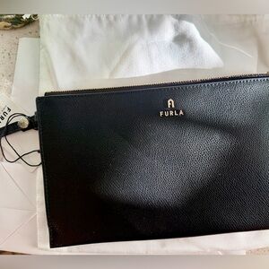 Furla Black Textured  Clutch - Wallet